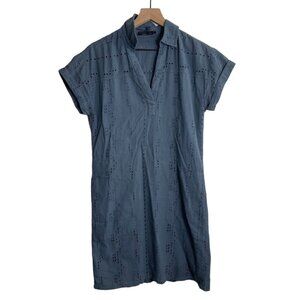 prAna Ladyland Dress Size XS – Blue Eyelets, 100% Organic Cotton